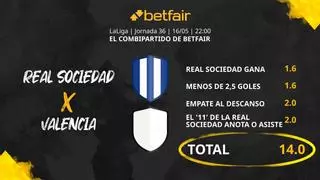 Real Sociedad vs. Valencia CF: Combipartido de Betfair a cuota 14.0
