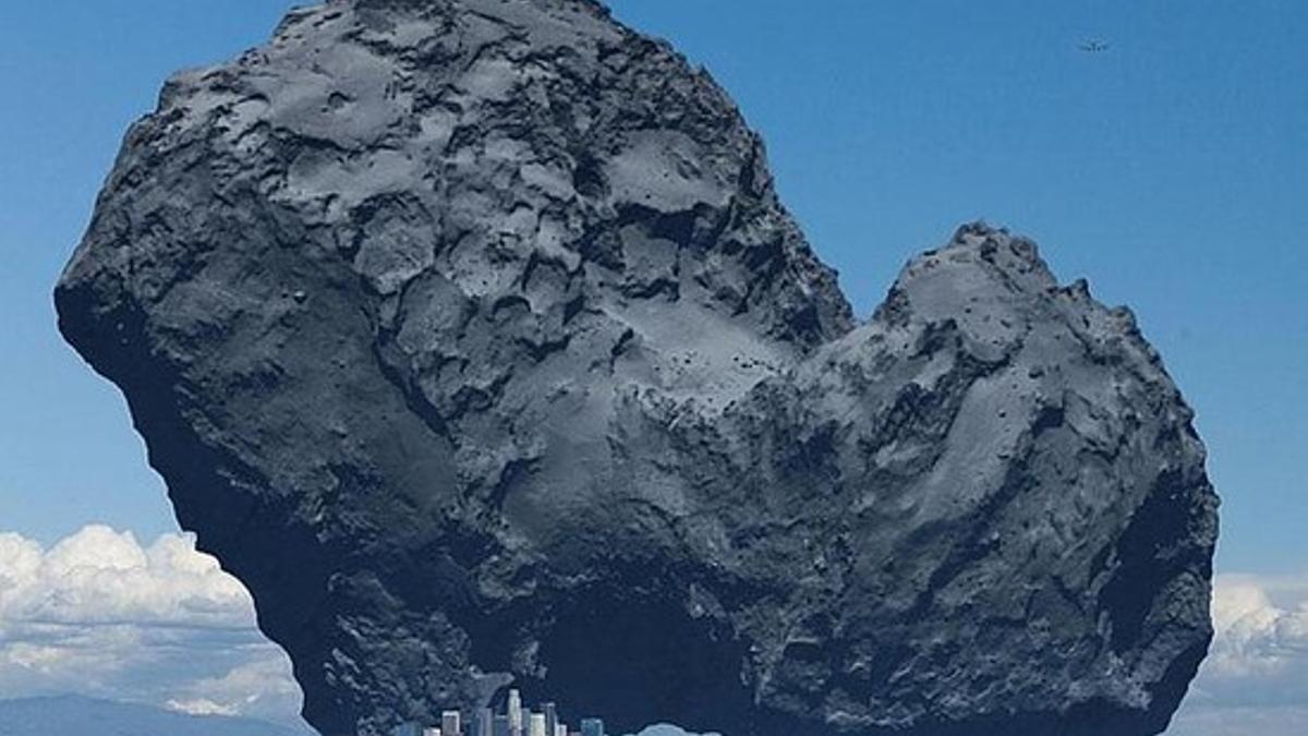 Una fotografía que compara la roca espacial con la ciudad de Los Ángeles revela de un solo vistazo su tamaño y color.