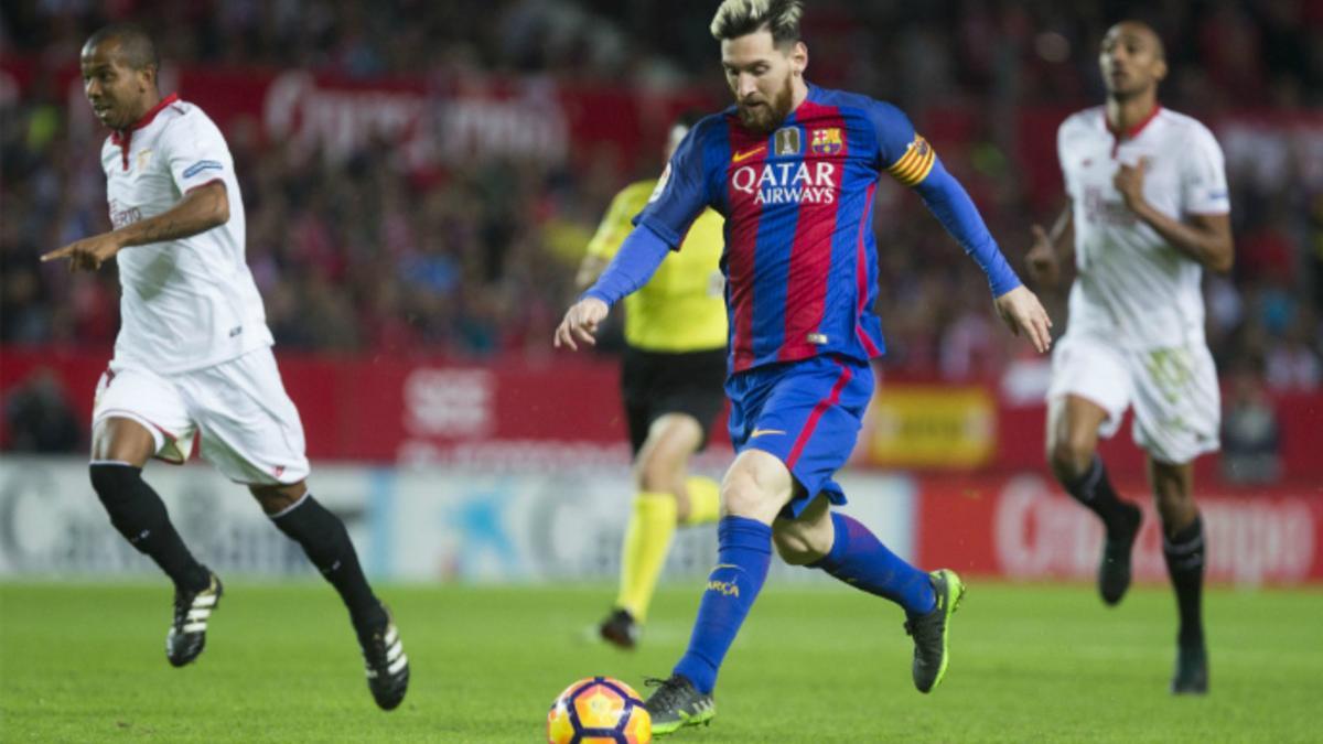 Messi en su partidazo frente al Sevilla
