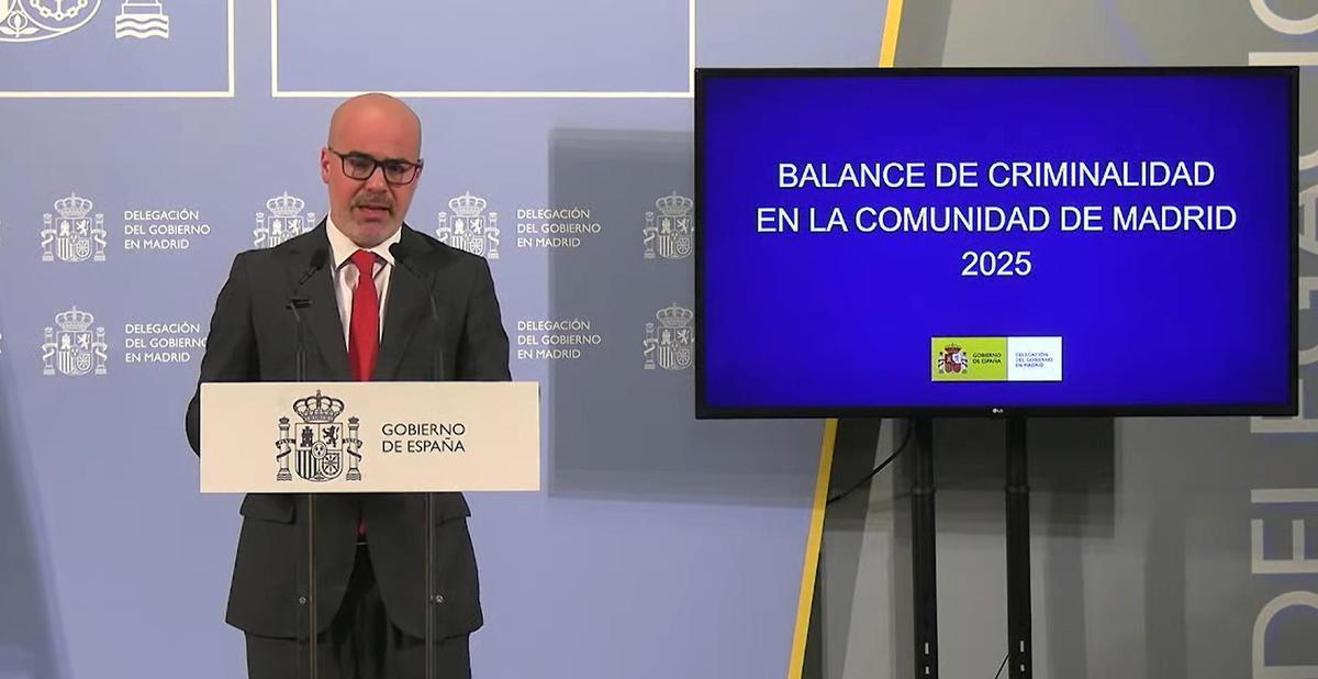 El delegado del Gobierno en Madrid, Francisco Martín, en el balance de criminalidad del 2025.