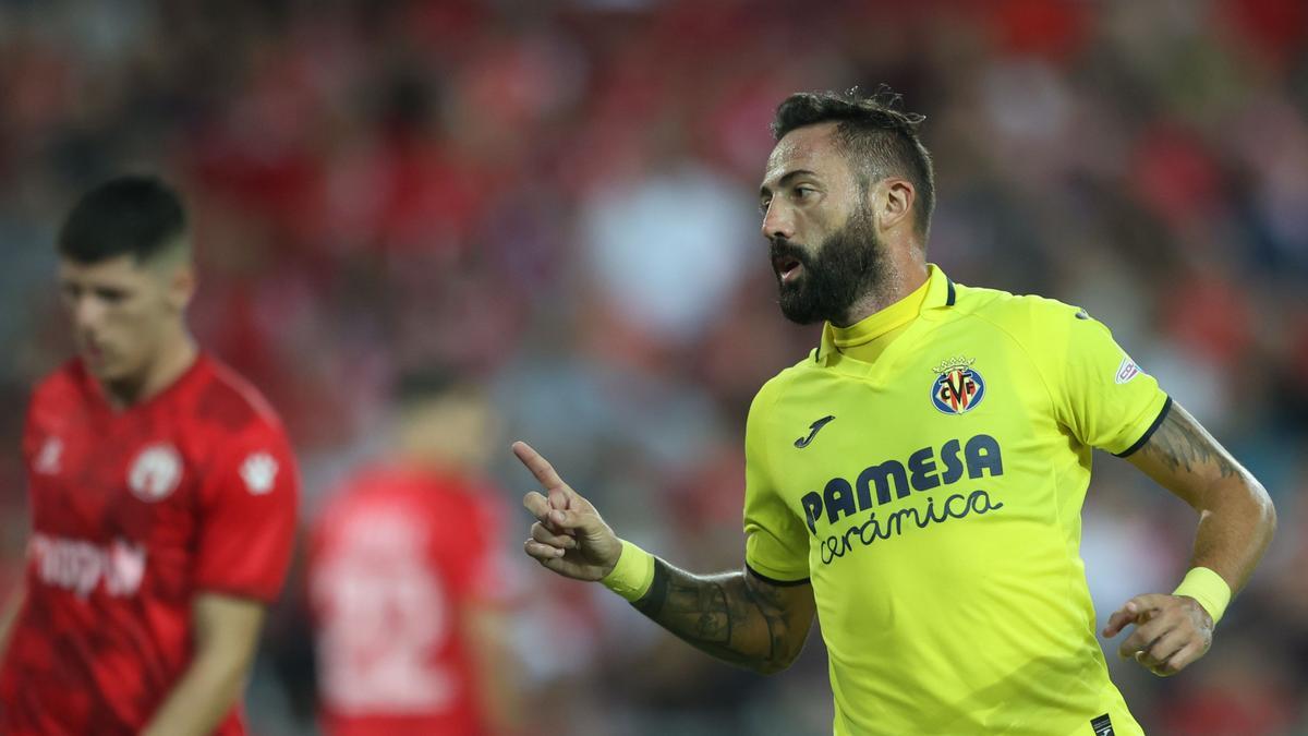 José Luis Morales celebra el primer gol del Villarreal ante el Hapoel Beer Sheva.