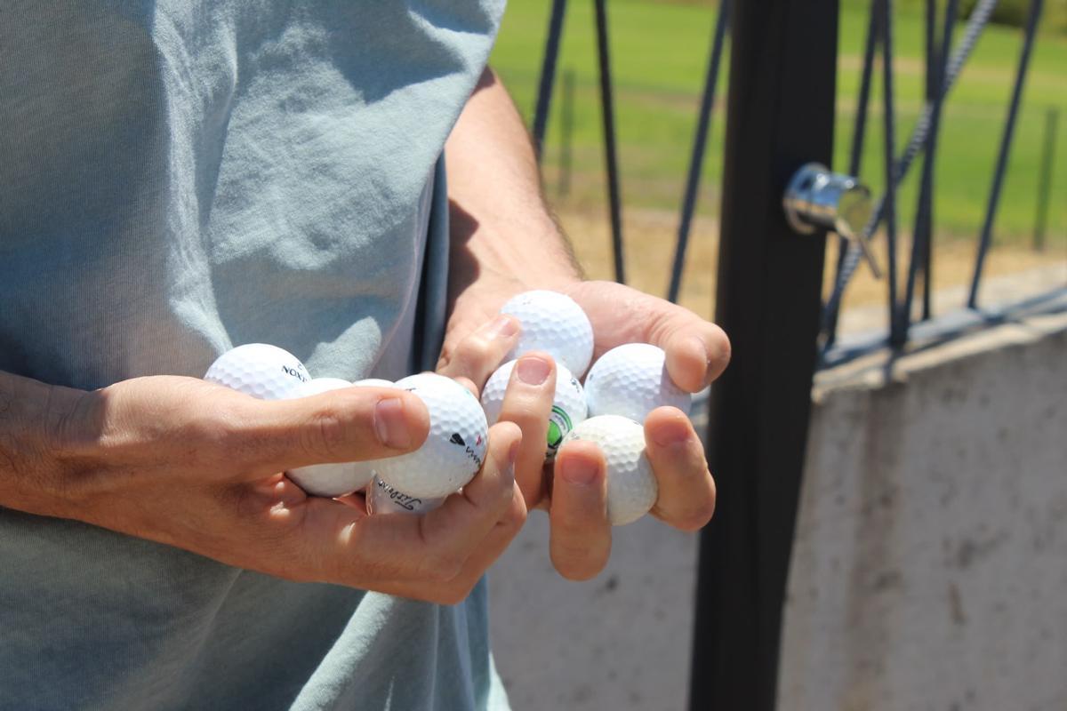 Pelotas de golf recopiladas por el afectado en su vivienda.