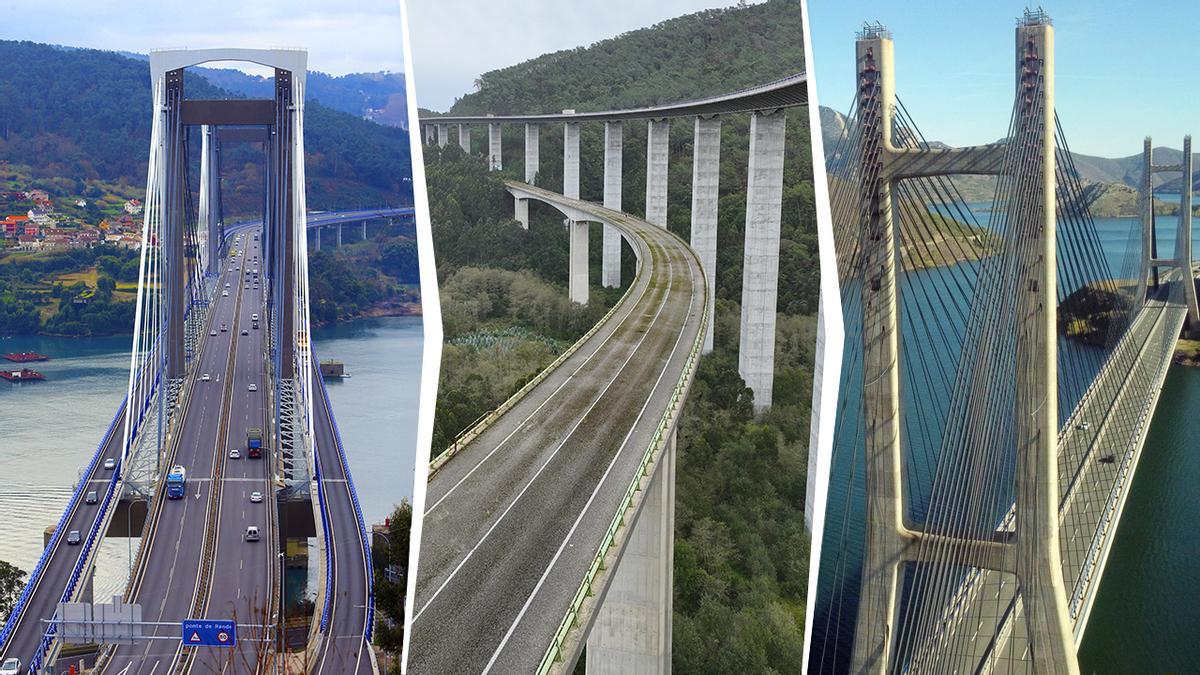 Puente de Rande en Vigo, Viaducto de Concha de Artedo en Cudillero y puente Fernandez Casado en León