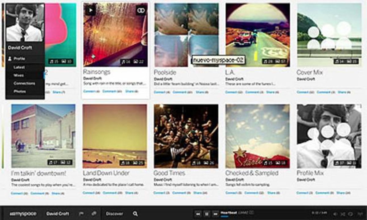 La nova Myspace, amb una pinta molt més ’apinterestada’. La nova Myspace, amb una pinta molt més ’apinterestada’.
