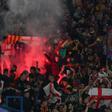 Imagen de la afición azulgrana durante el partido en el Parque de los Príncipes