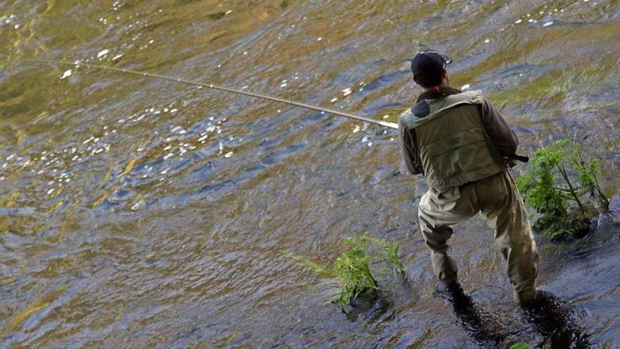 Un pescador, en la mañana de ayer, durante la segunda jornada del concurso. // Bernabé/Juan Carlos Asorey