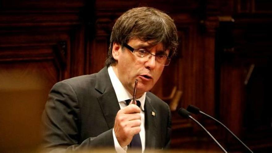 El president de la Generalitat Carles Puigdemont al ple del Parlament del 26 deJuliol.