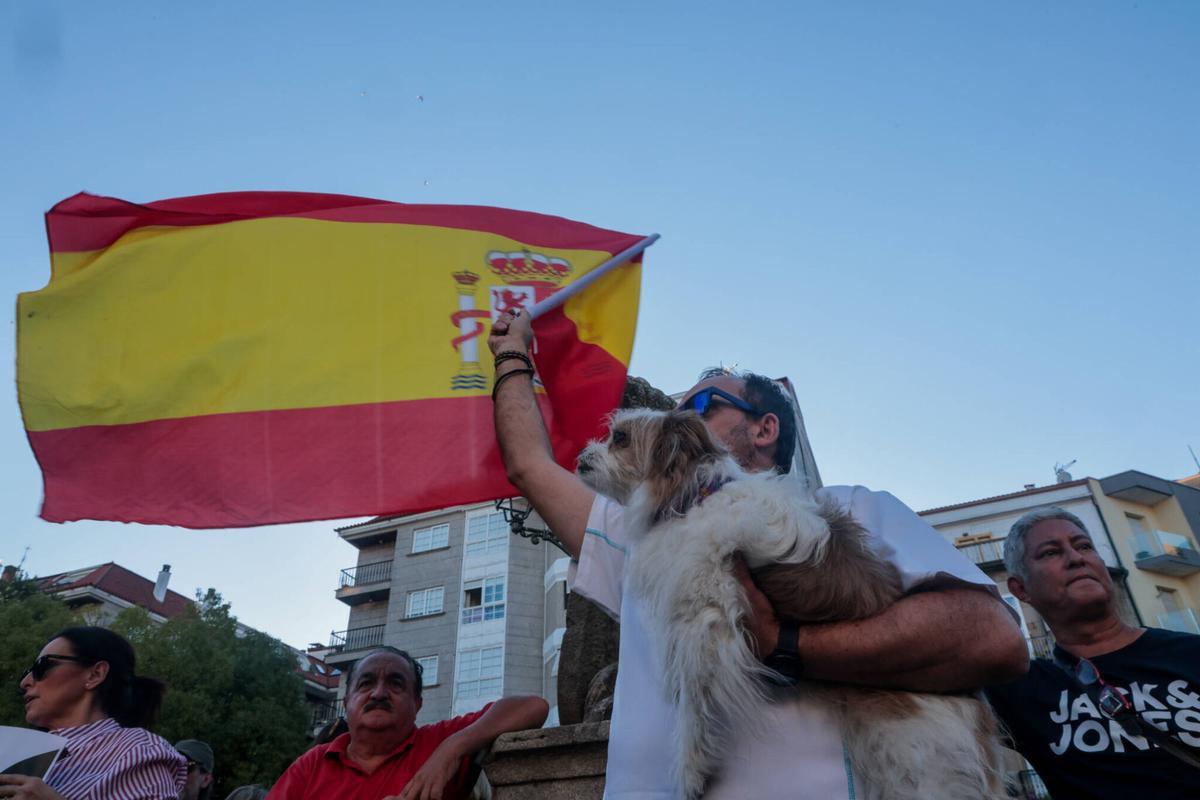 Un momento de la protesta vivida esta tarde en Vilagarcía.