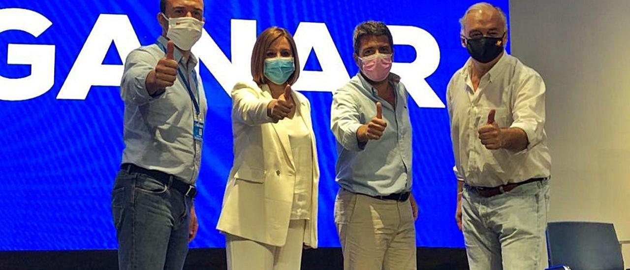 Vicent Mompó, María José Catalá, Carlos Mazón y Esteban González Pons, ayer en València.