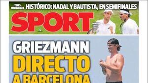 Portada de SPORT del jueves 11 de julio de 2019