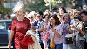 La expresidenta de la Comunidad de Madrid Esperanza Aguirre,  a su llegada al palacio de Liria en Madrid.