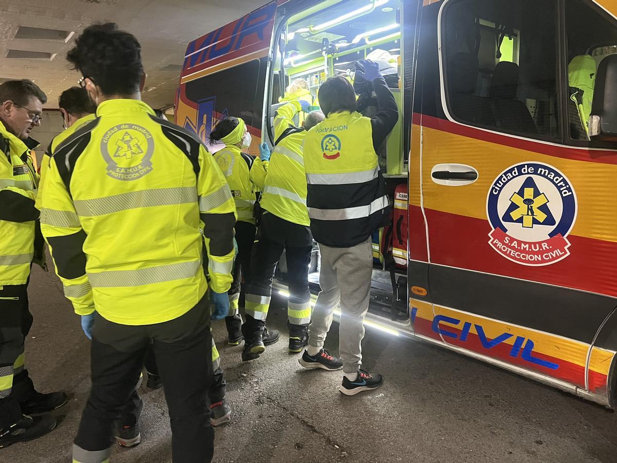 SAMUR en el lugar del accidente.