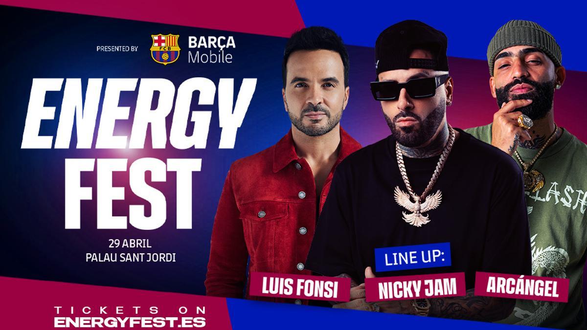 Cartel del Energy Fest con Luis Fonsi, Nicky Jam y Arcángel.