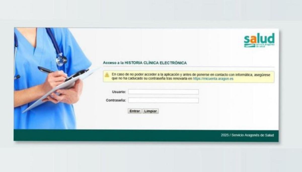 Pantalla de la historia clínica electrónica única.