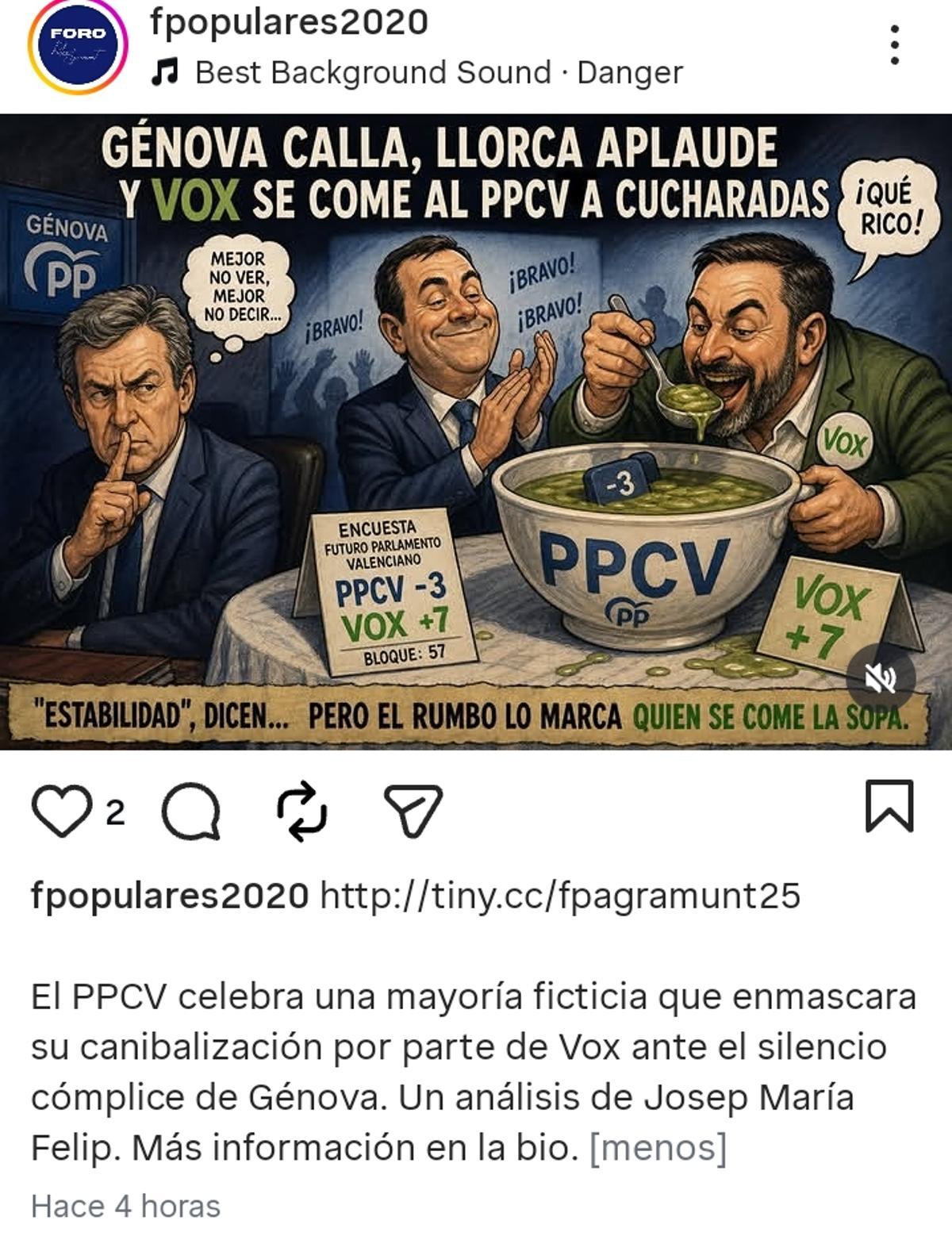 Publicación de Foro Populares en Instagram
