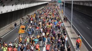 Columna de la marxa per la Llibertat per Gran Via