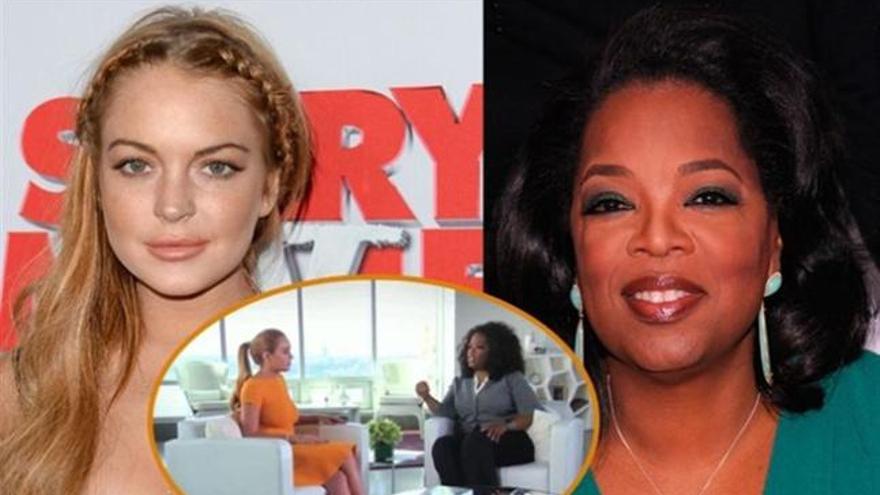 Oprah Winfrey junto a Lindsay Lohan.