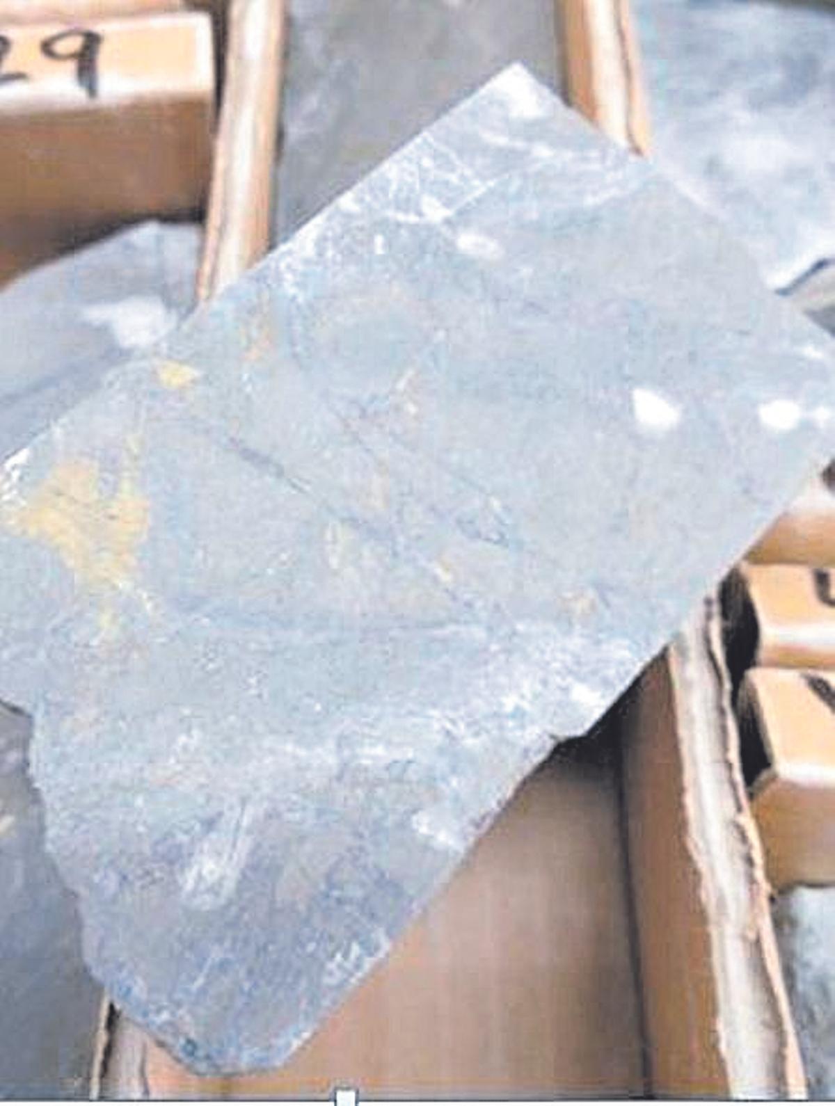 Zona mineralizada de un sondeo a 462 metros de profundidad con el 10% de cobre y el 2% de zinc.