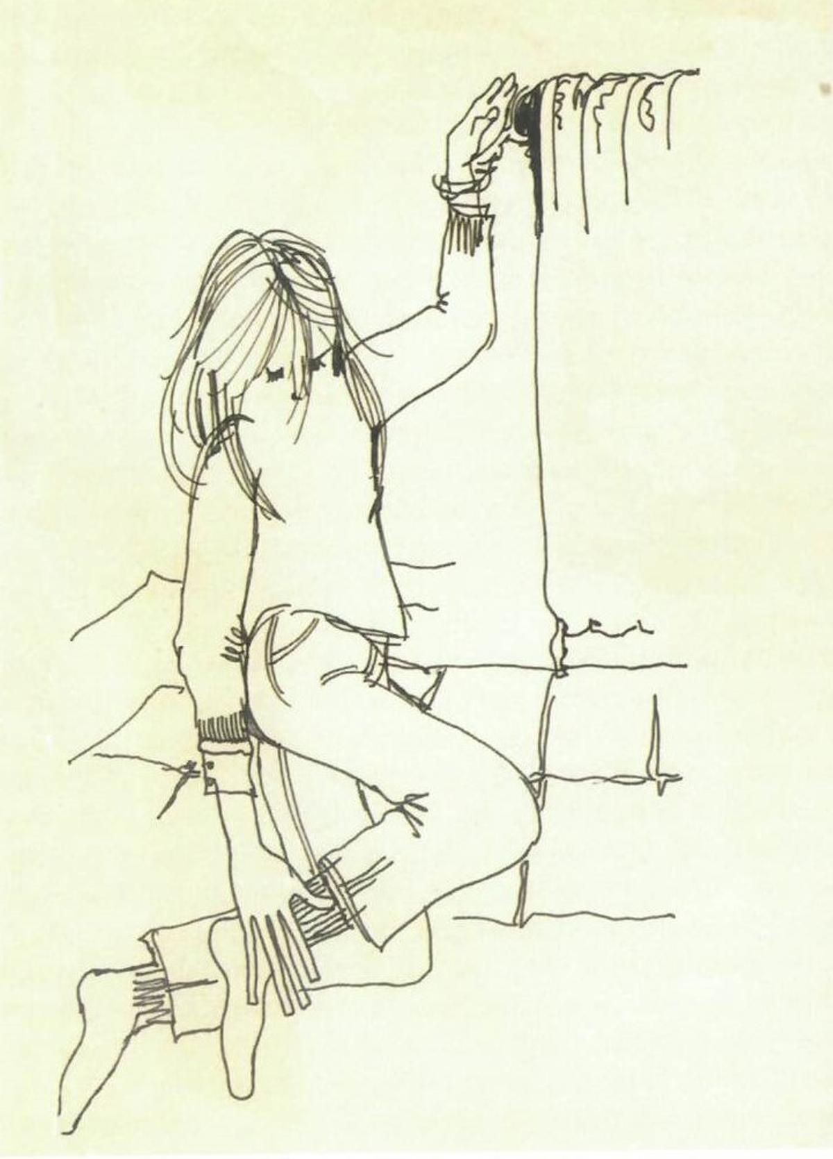 'Esposada al radiador', dibujo de Roser Rius de 1975