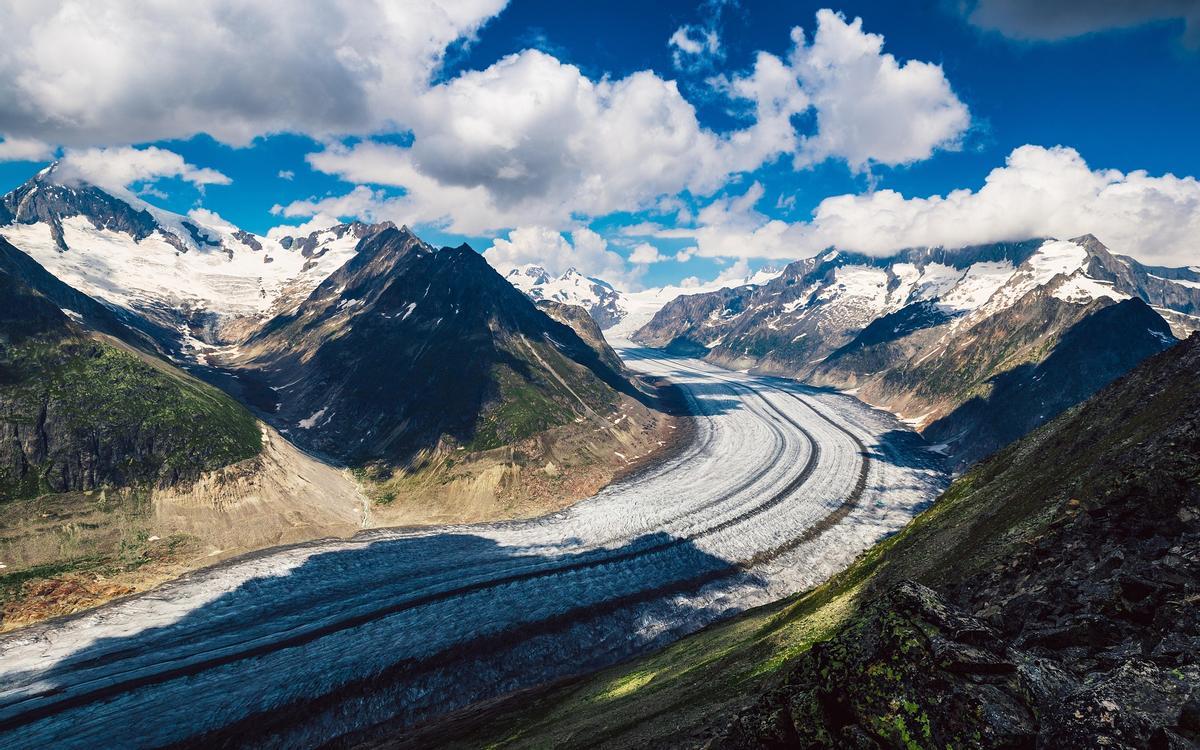 Glaciar Gran Aletsch, el más largo de los Alpes.