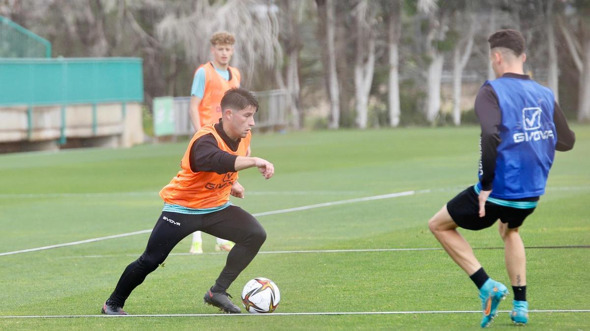 Manolillo, en la sesión de entrenamiento de hoy en la Ciudad Deportiva.