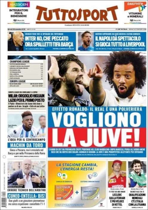 Portada TUTTOSPORT jueves 29 noviembre 2018