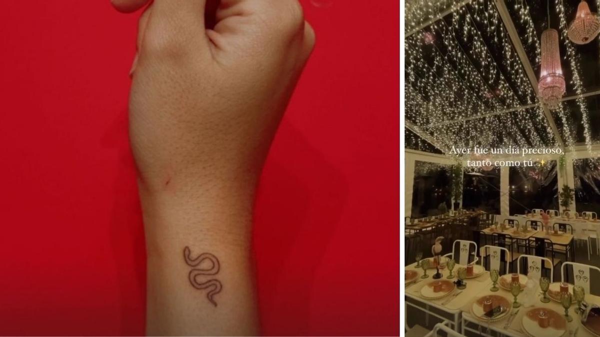 El tatuaje que se hicieron todas las chicas de La Isla, y el salón donde se celebró el cumpleaños, foto que compartió Marina en su Instagram.