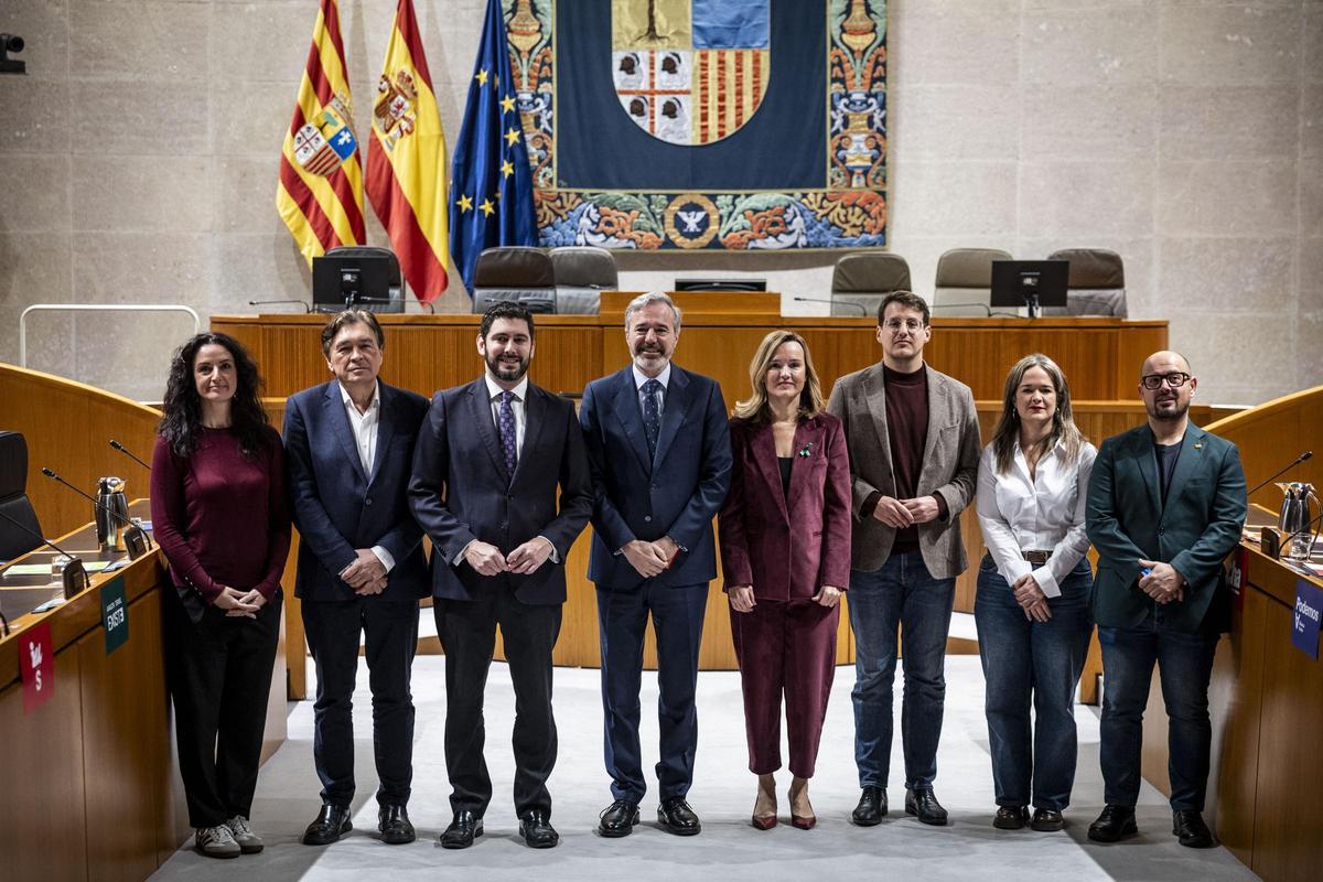Los candidatos a la Presidencia del Gobierno de Aragón, durante el debate organizado por este diario.