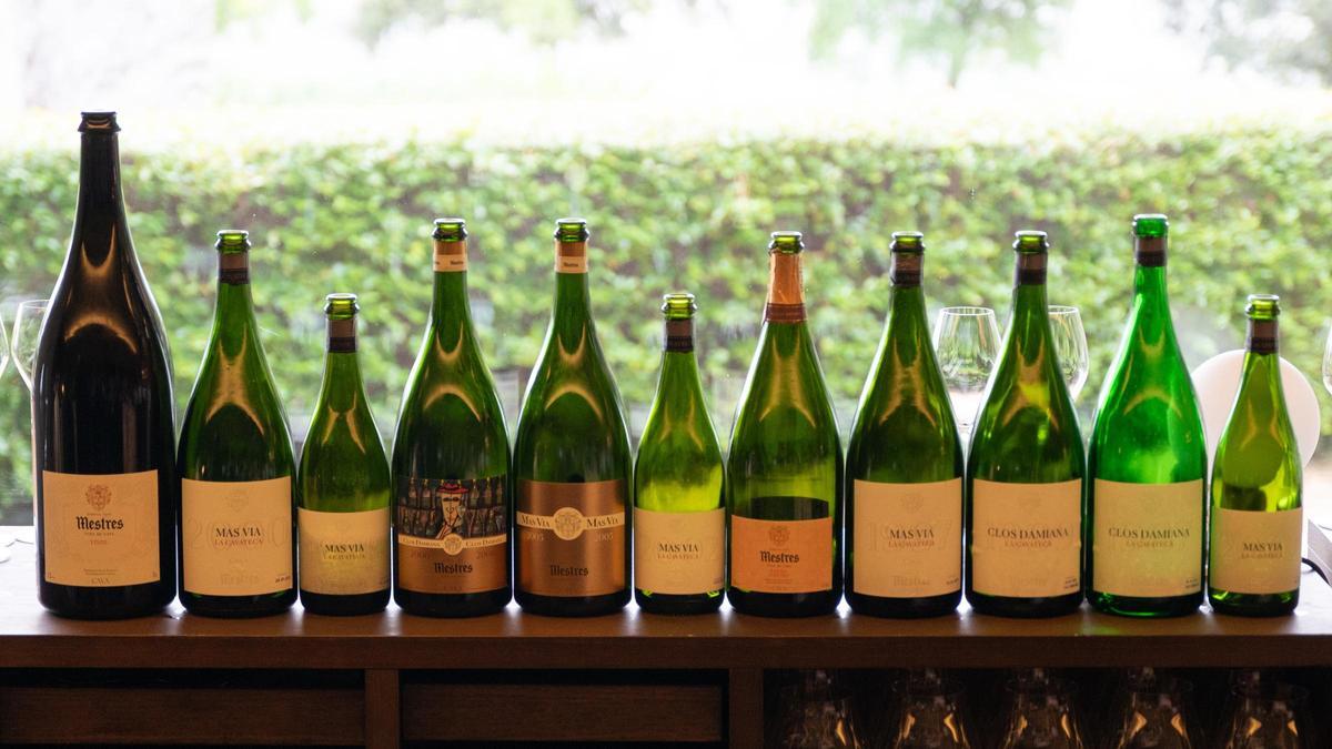 Varias de las botellas que se han probado este lunes en Esperit Roca para celebrar el centenario de Mestres.