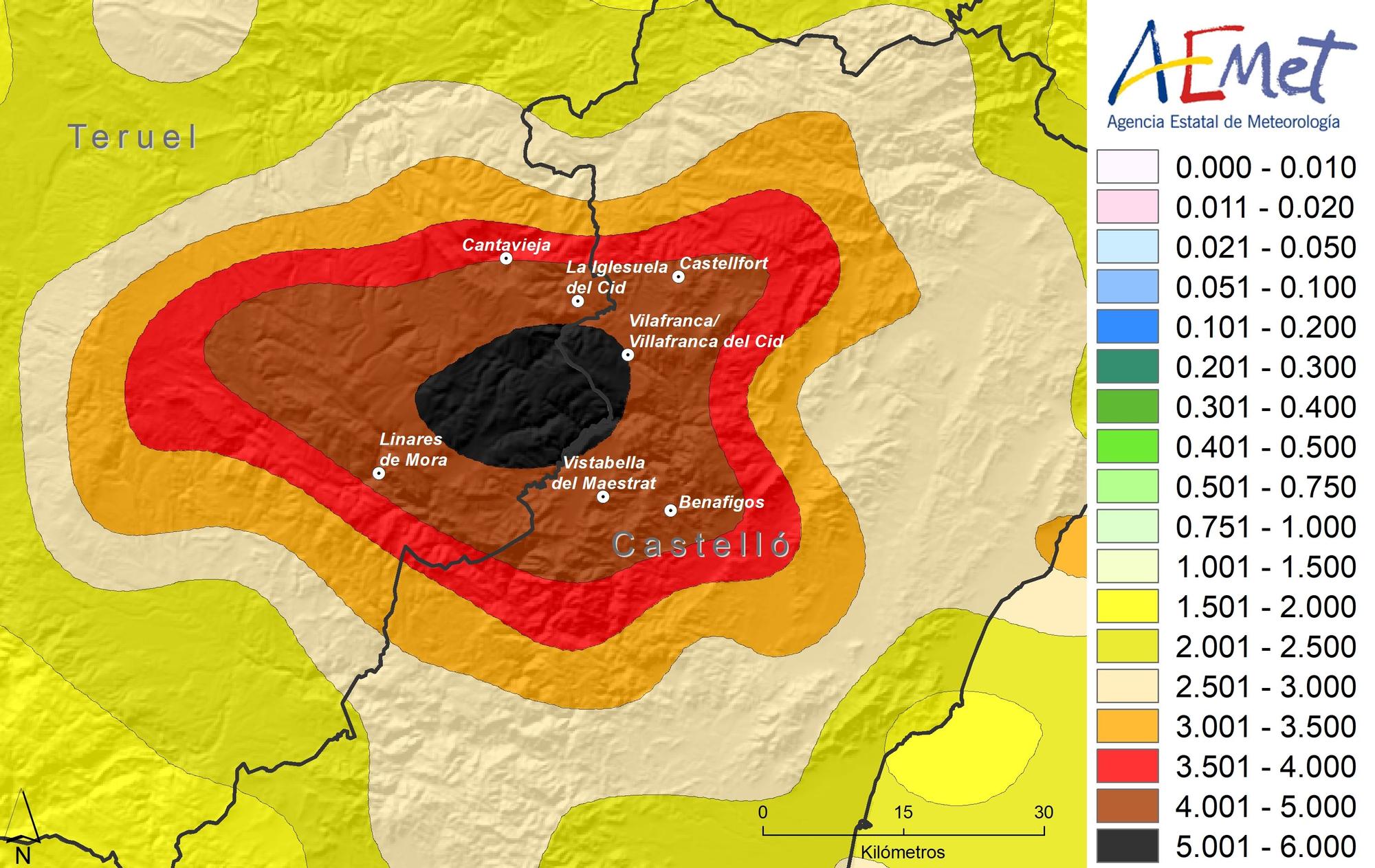 Vilafranca está en la zona de más influencia marcada en el mapa.