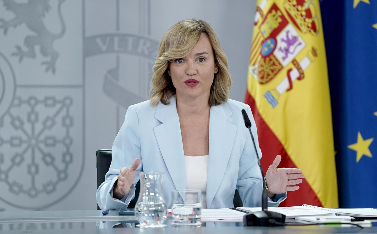 Yolanda Díaz y Pilar Alegría durante la rueda de prensa posterior al Consejo de Ministros