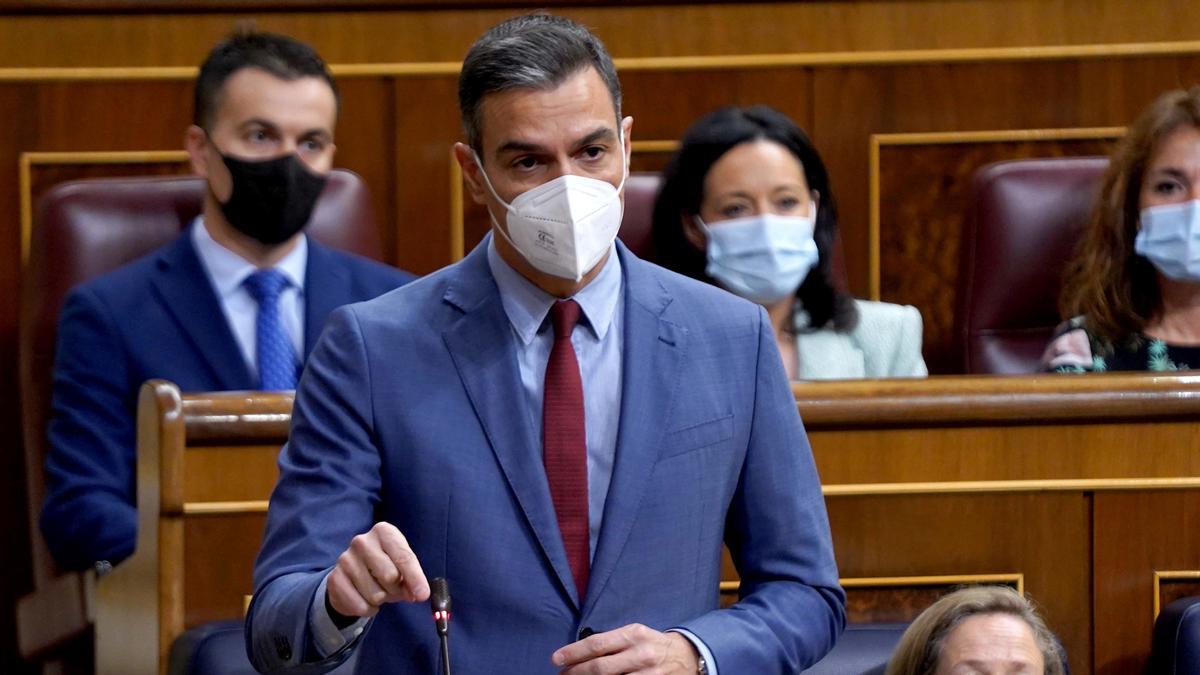 El presidente del gobierno Pedro Sánchez, interviene en el Congreso