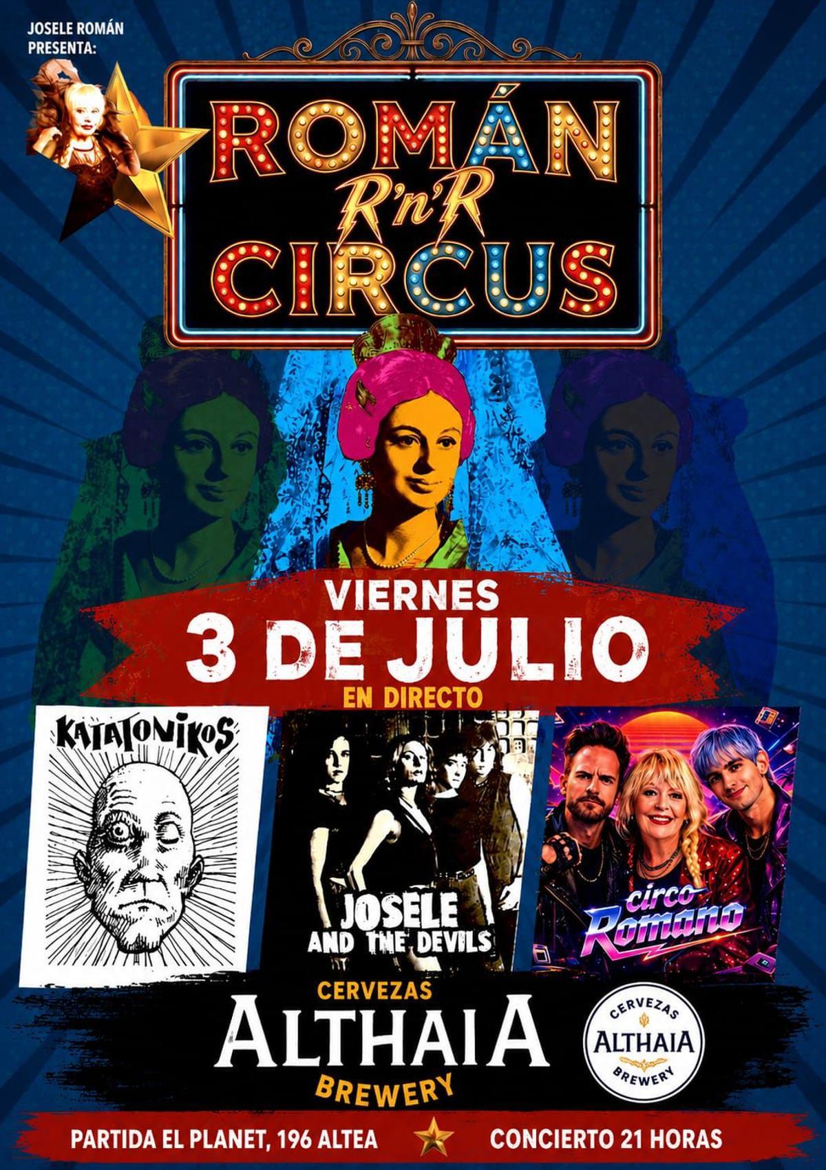 Cartel oficial del concierto Román R'n'R Circus en Altea