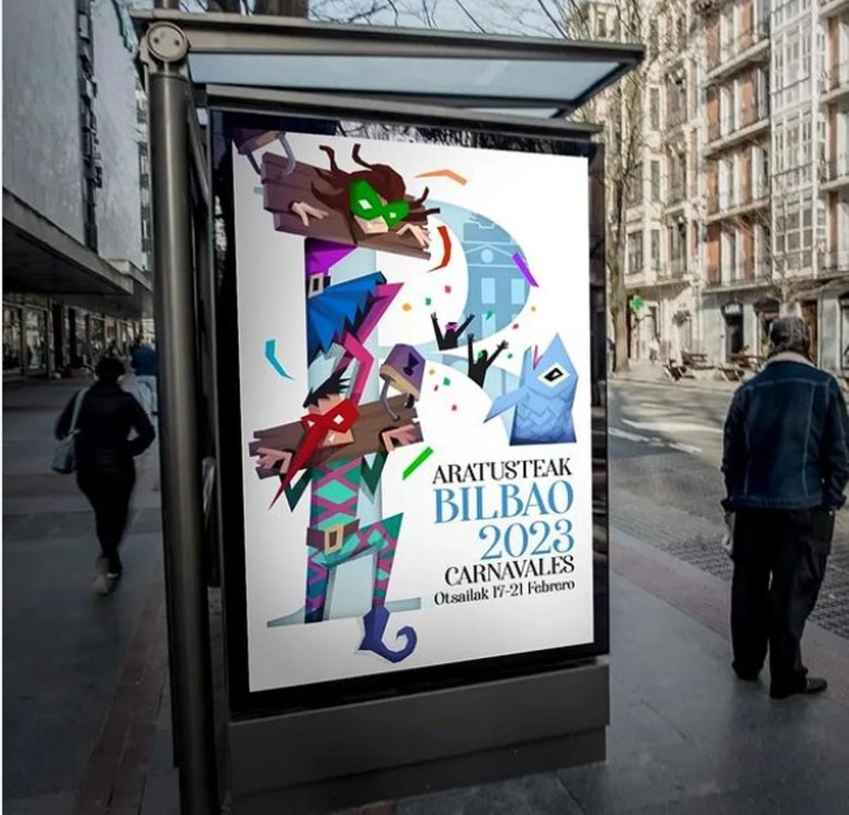 El cartel del zamorano, en las marquesinas de Bilbao.