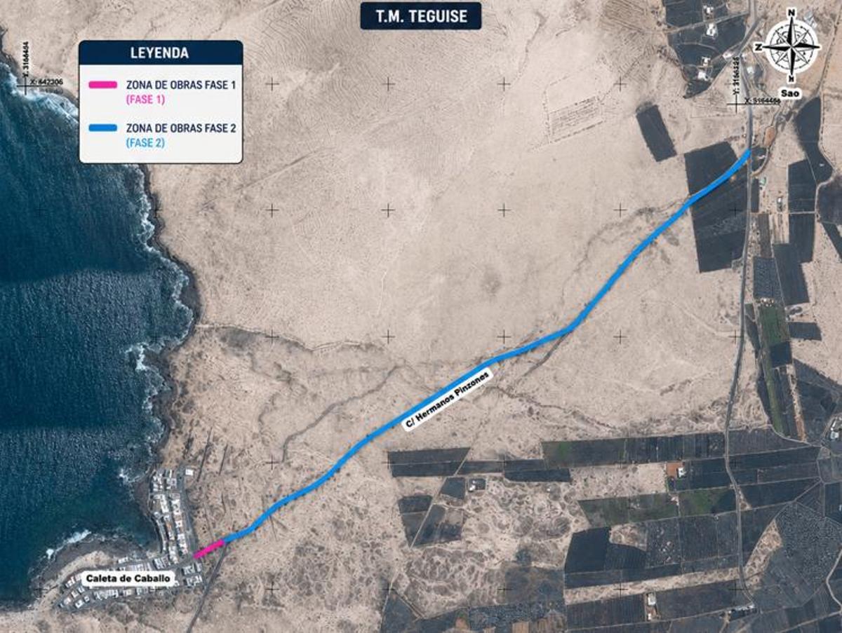Plano de la carretera a asfaltar entre Caleta Caballo y Soo, en el municipio de Teguise