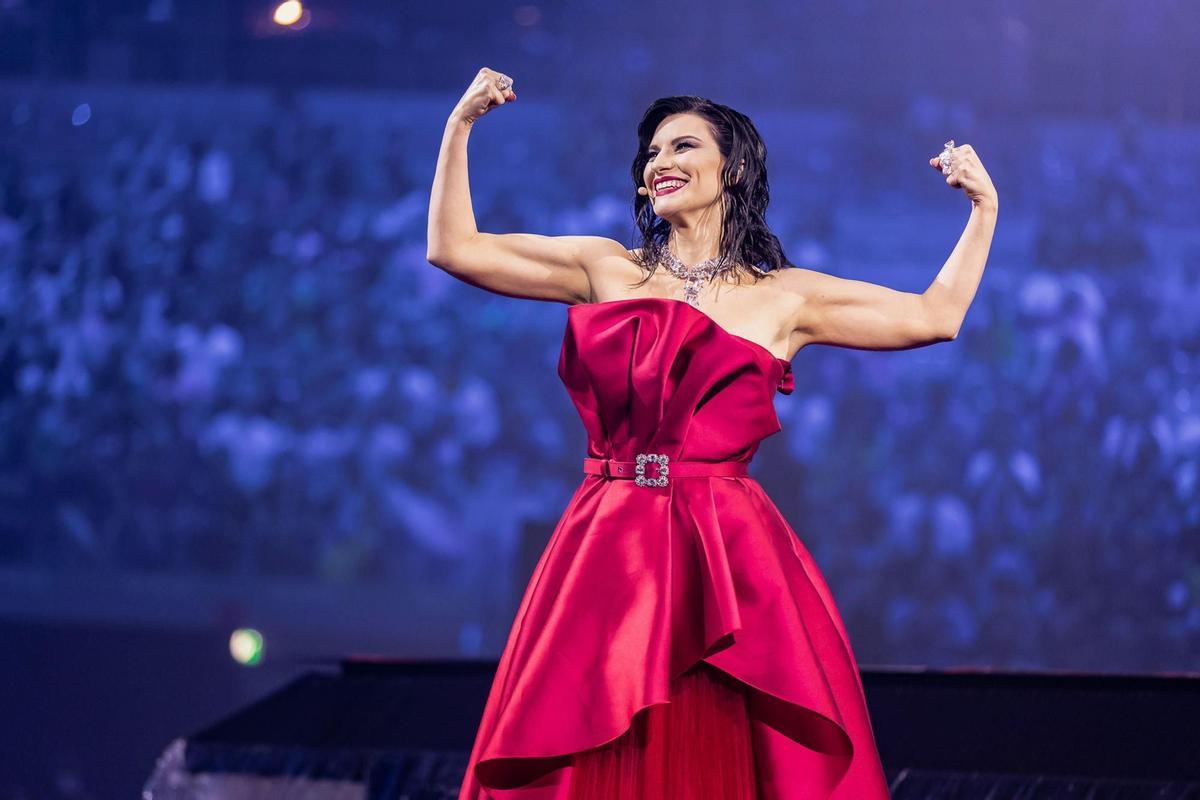 Turin (Italy), 12/05/2022.- A handout photo made available by the Goigest press office shows Italian singer Laura Pausini hosting the Second Semifinal of the 66th annual Eurovision Song Contest (ESC 2022) in Turin, Italy, 12 May 2022. The international song contest has two semifinals on 10 and 12 May, and a grand final on 14 May 2022. (Italia) EFE/EPA/GOIGEST PRESS OFFICE HANDOUT HANDOUT EDITORIAL USE ONLY/NO SALES