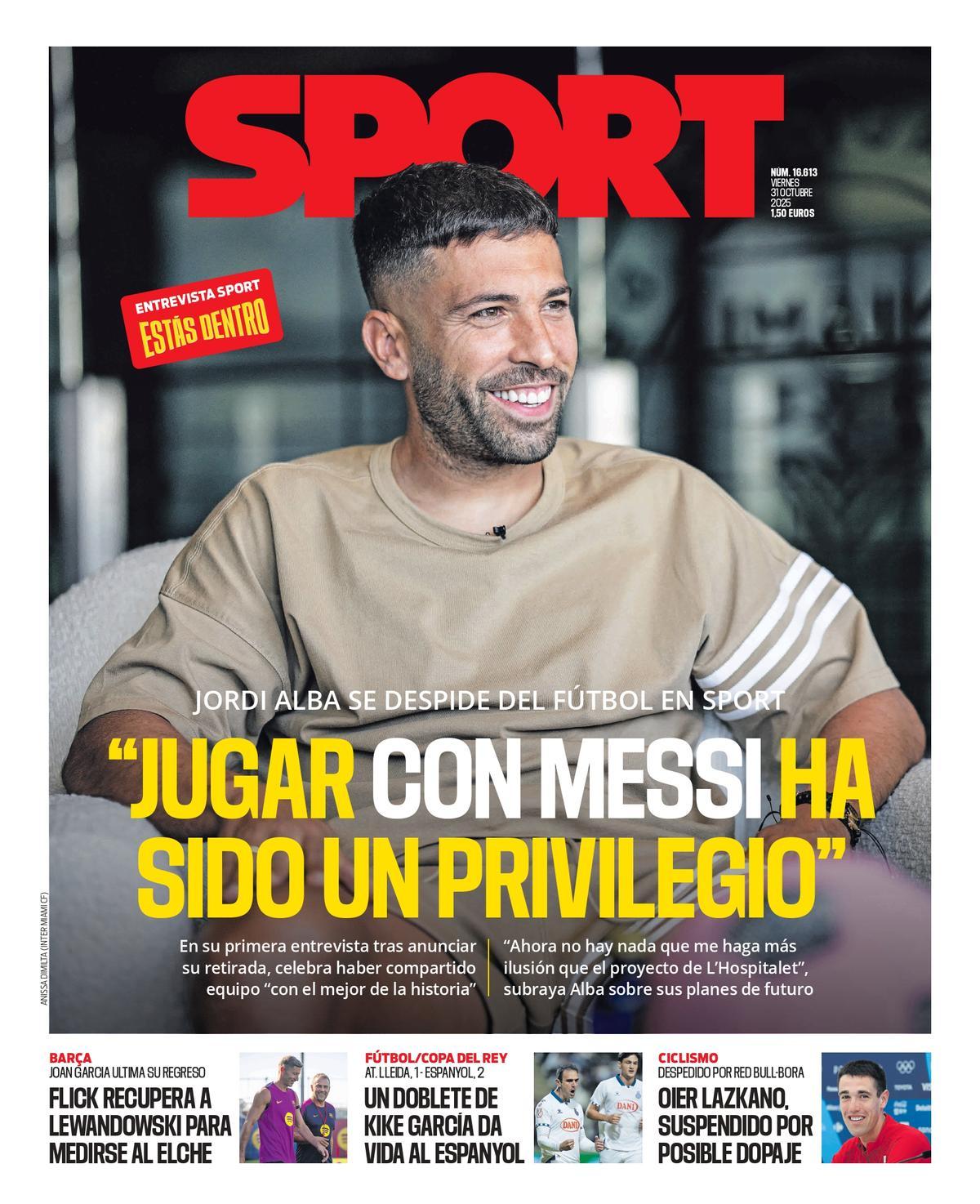 Esta es la portada portada de SPORT de hoy viernes 31 de 2025