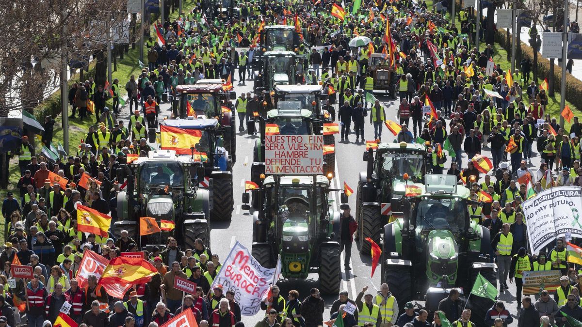 Manifestación de agricultores y ganaderos en Madrid en febrero de 2024.
