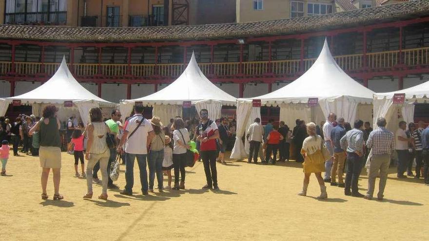 Aficionados al vino recorren los puestos de las diferentes bodegas en la Feria celebrada el pasado año.