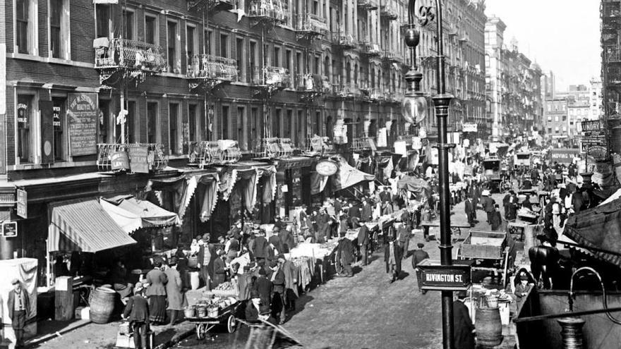 Calle de Nueva York hacia 1900.