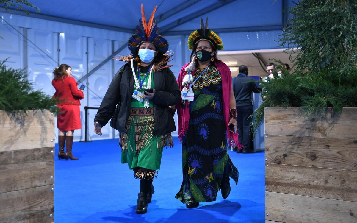 Simone Karipuna, de la comunidad indígena de la Amazonia brasileña, en las instalaciones donde se celebra el COP26.