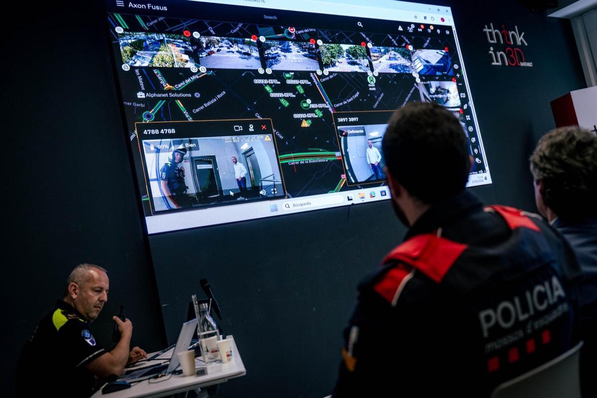Imagen de la simulación del sistema de seguridad pública Fusus en Mataró
