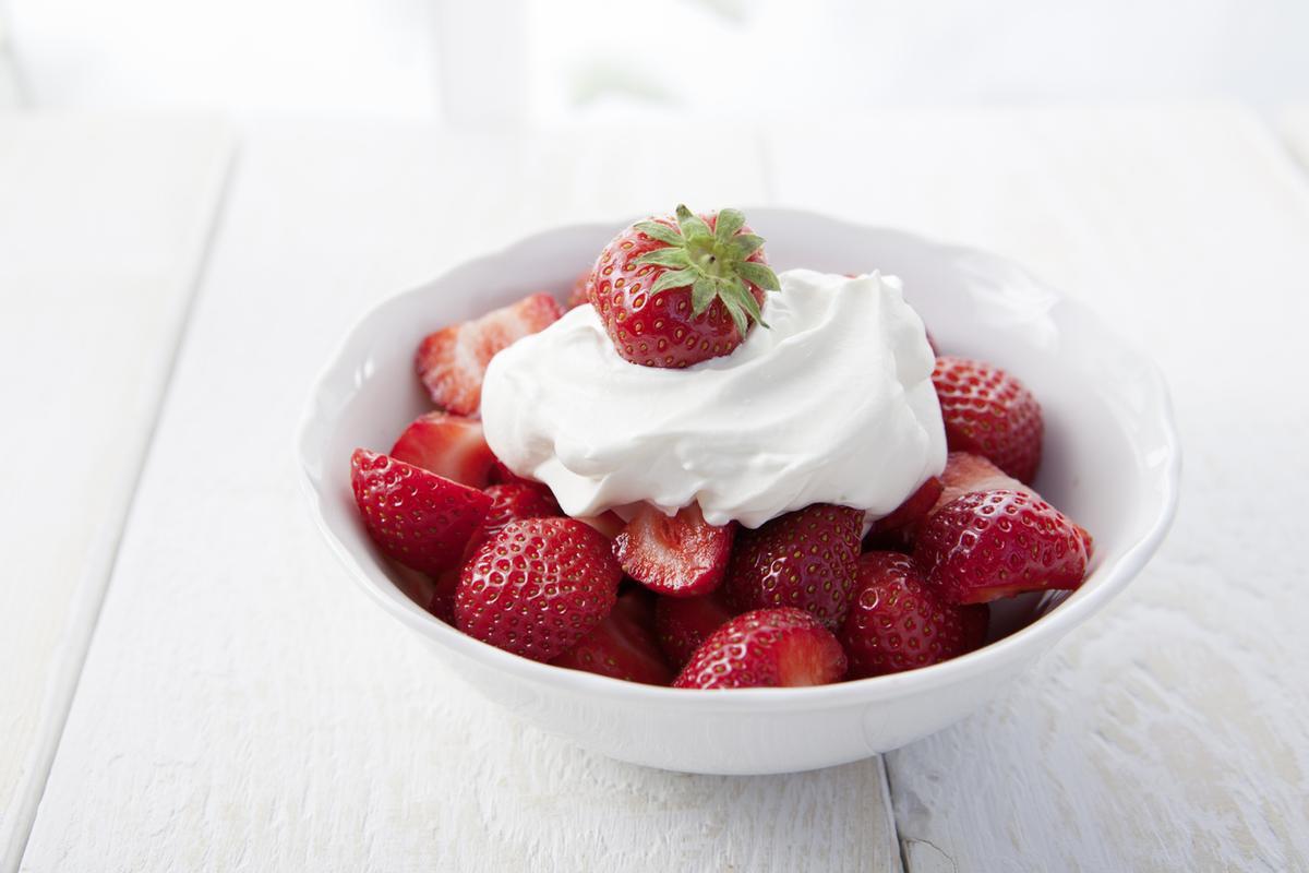 Fresas con crema batida