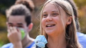 La activista Greta Thunberg, durante una movilización del movimiento Fridays for Future el pasado 1 de octubre.