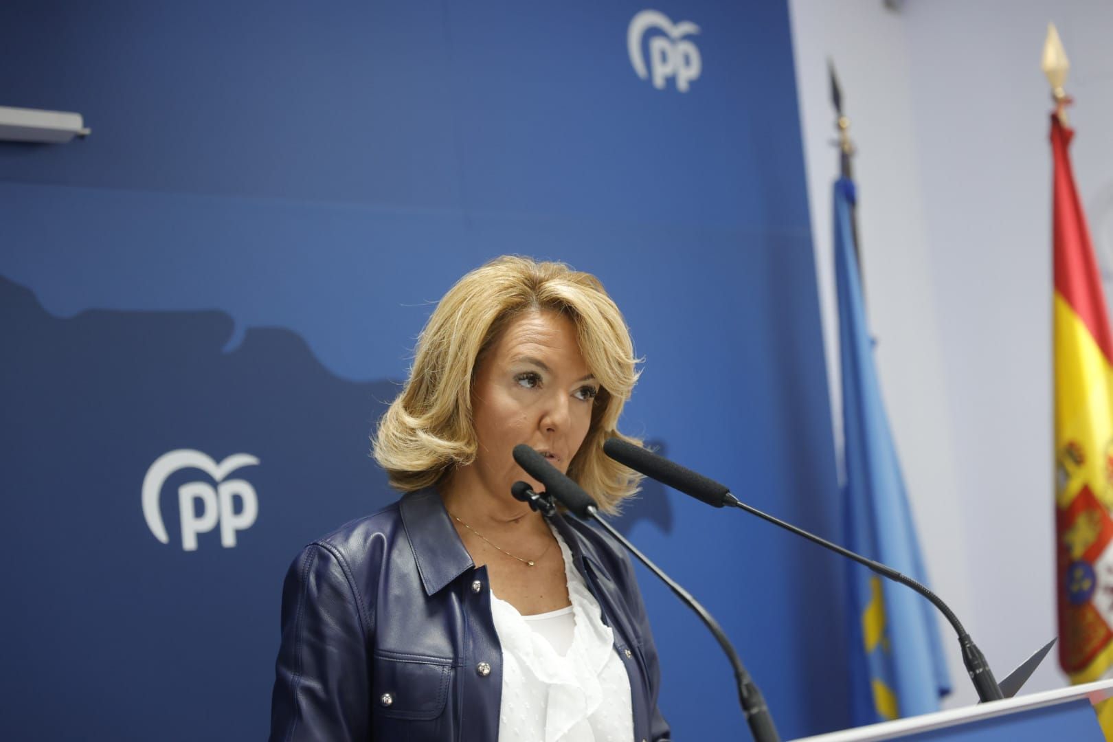 EN IMÁGENES: Así fue la comparecencia de Teresa Mallada en la sede del PP asturiano
