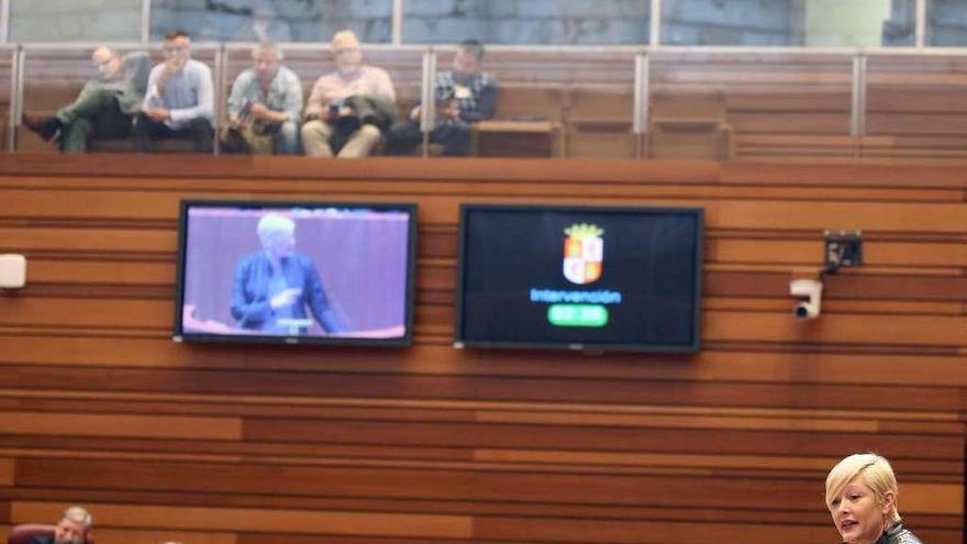 El comité de empresa de Garoña, en la tribuna de Parlamento regional.
