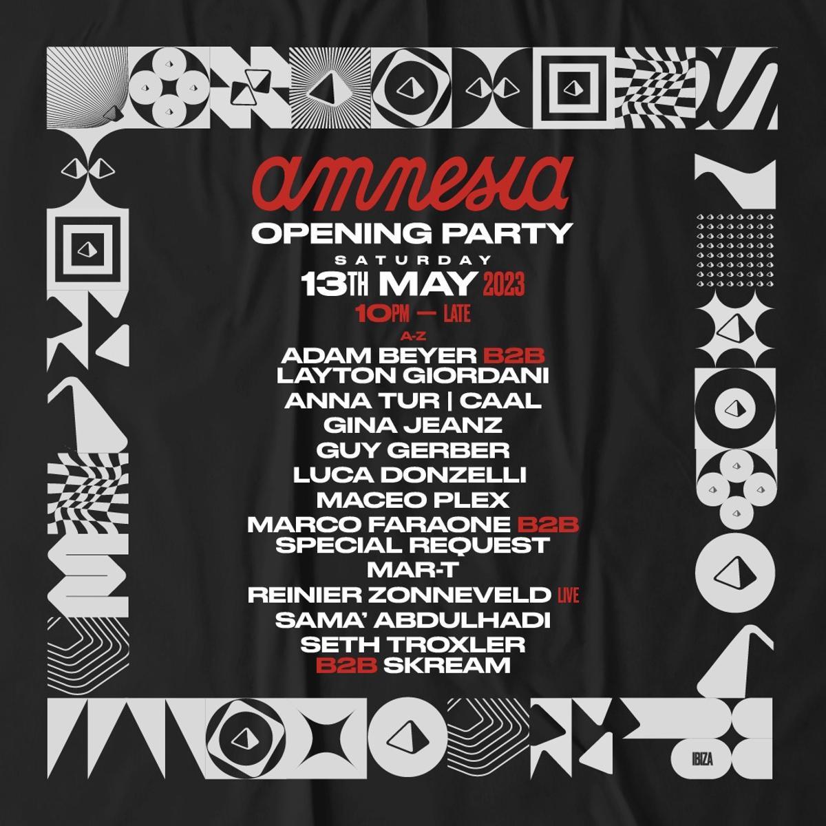 Cartel Opnening Party de Amnesia 2023