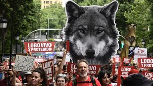 Manifestación en Madrid bajo el lema Lobo vivo y protegido.