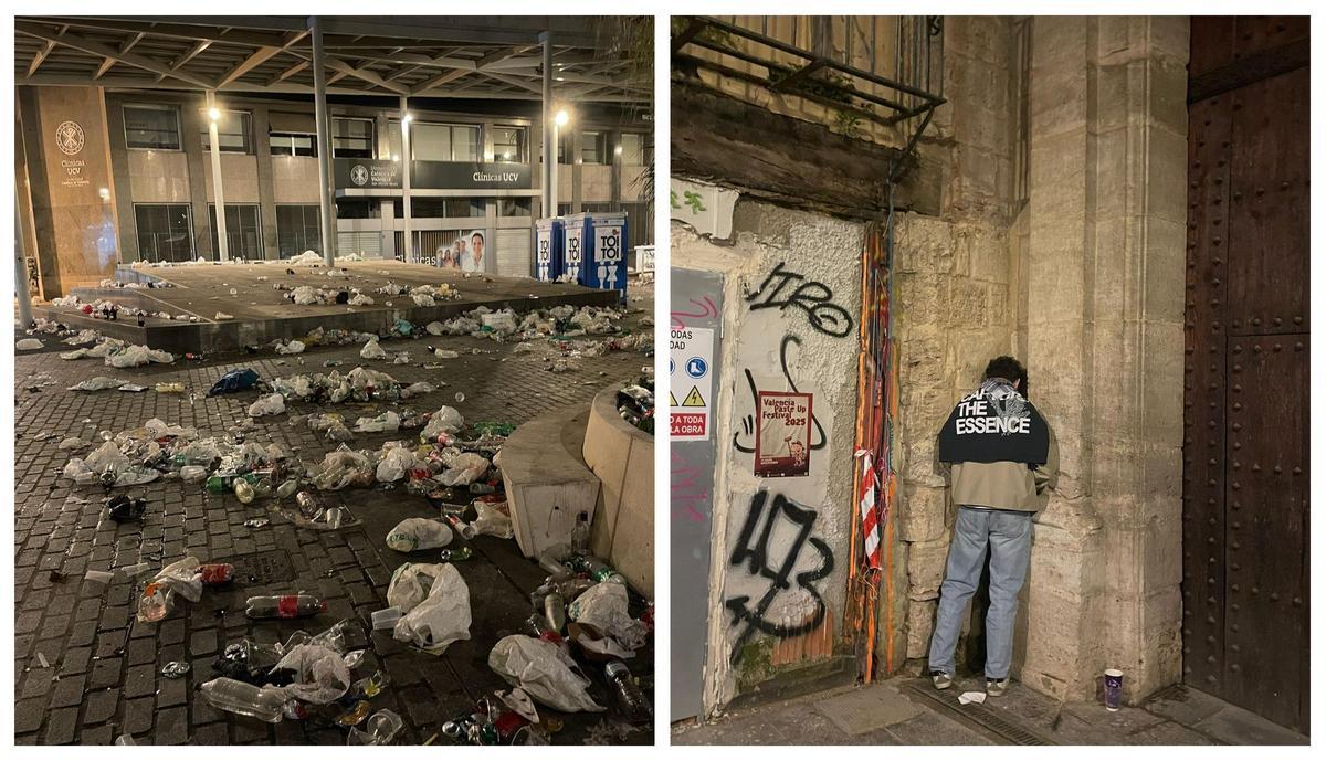Incivismo en el corazón de València durante la fiesta fallera