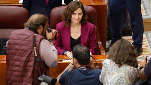 Isabel Díaz Ayuso durante el debate de investidura en la Asamblea de Madrid.